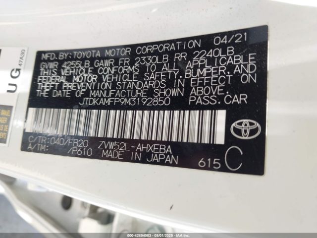 2021 TOYOTA PRIUS PRIME JTDKAMFP9M3192850 Photo 8