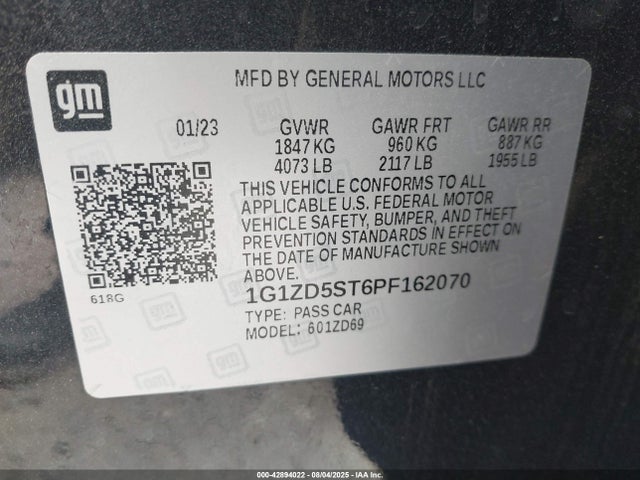 1G1ZD5ST6PF162070 Chevrolet lfv