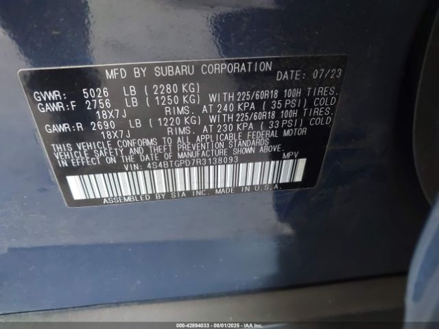 2024 SUBARU OUTBACK 4S4BTGPD7R3138093 Photo 8