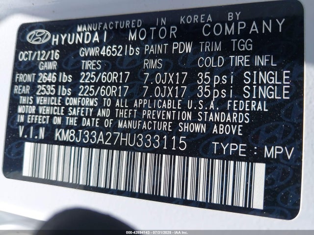 KM8J33A27HU333115 Hyundai t-gdi gamma