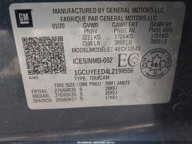 1GCUYEED4LZ199556 Chevrolet l84 - di, dfm, alum, gen 5, var 2
