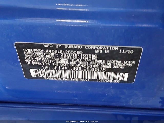 JF1VA1J60L9830978 Subaru dib