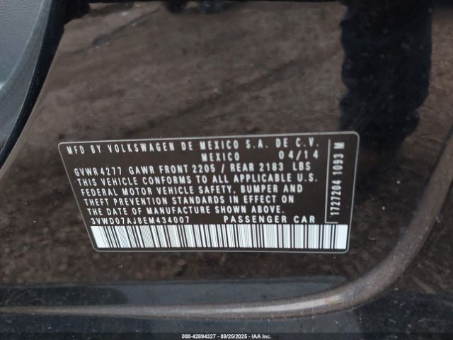 2014 VOLKSWAGEN JETTA 3VWD07AJ8EM434007 Photo 8