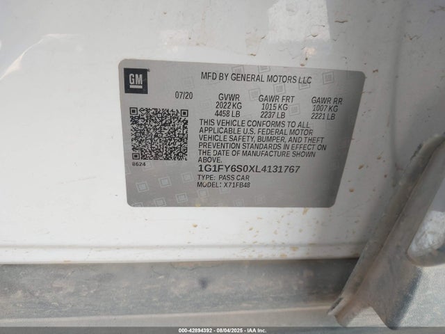 1G1FY6S0XL4131767 Chevrolet 2020
