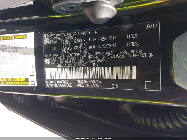 Toyota 1gr-fe 2018 JTEZU5JR2J5170043 Image 9