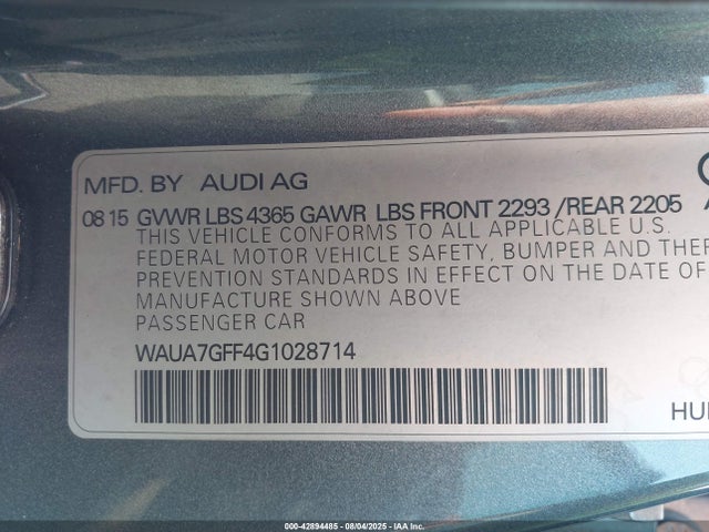 2016 AUDI A3 WAUA7GFF4G1028714 Photo 8