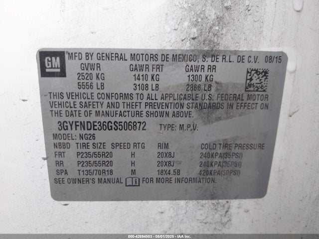 2016 CADILLAC SRX 3GYFNDE36GS506872 Photo 8