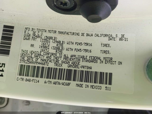 3TMCZ5ANXMM446072 Toyota 2gr-fks