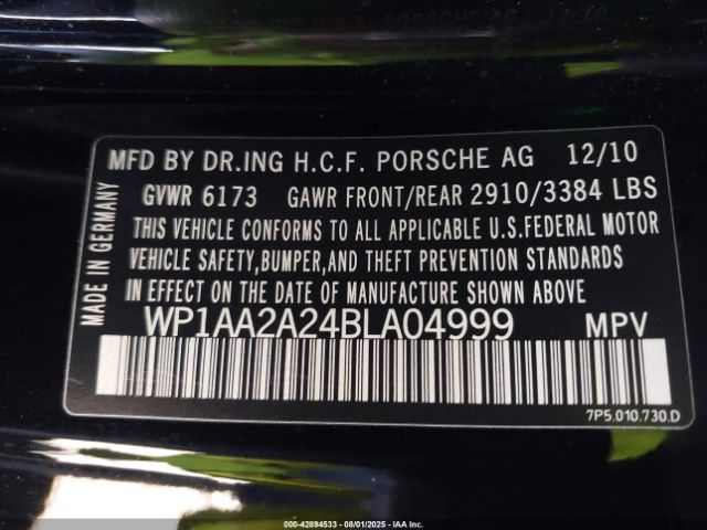 2011 PORSCHE CAYENNE WP1AA2A24BLA04999 Photo 8