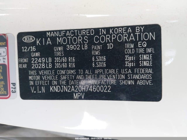 KIA gdi 2017 KNDJN2A20H7460022 Image 9