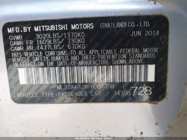 2015 MITSUBISHI MIRAGE ML32A4HJXFH004208 Photo 8