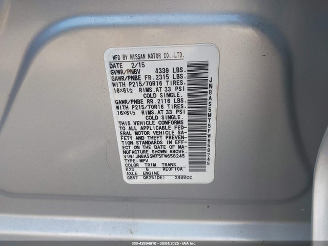 JN8AS5MT5FW658245 Nissan 2015