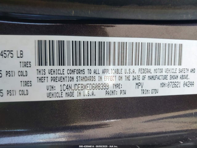 1C4NJDEBXED608399 Jeep Compass