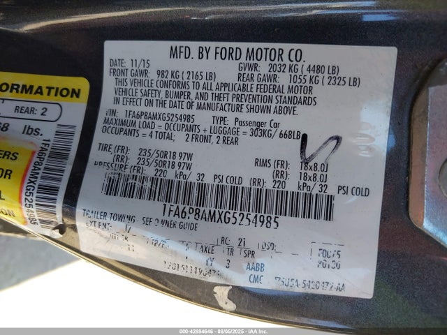 1FA6P8AMXG5254985 Ford Mustang