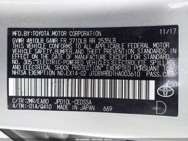 Toyota 4jm 2017 JTDBVRBD1HA003610 Image 9