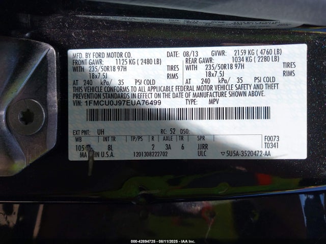 Ford 2014 2014 1FMCU0J97EUA76499 Image 9