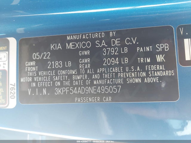 KIA mpi nu 2022 3KPF54AD9NE495057 Image 9