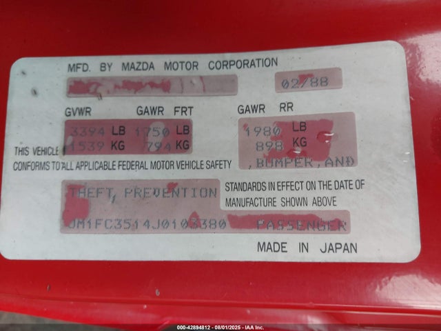 1988 MAZDA RX7 JM1FC3514J0103380 Photo 8