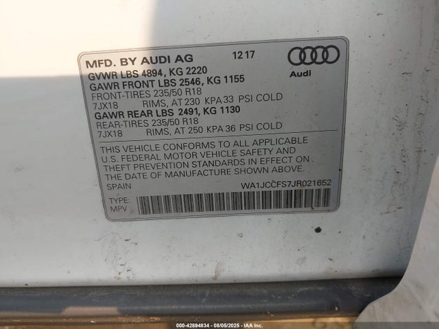 2018 AUDI Q3 WA1JCCFS7JR021652 Photo 8