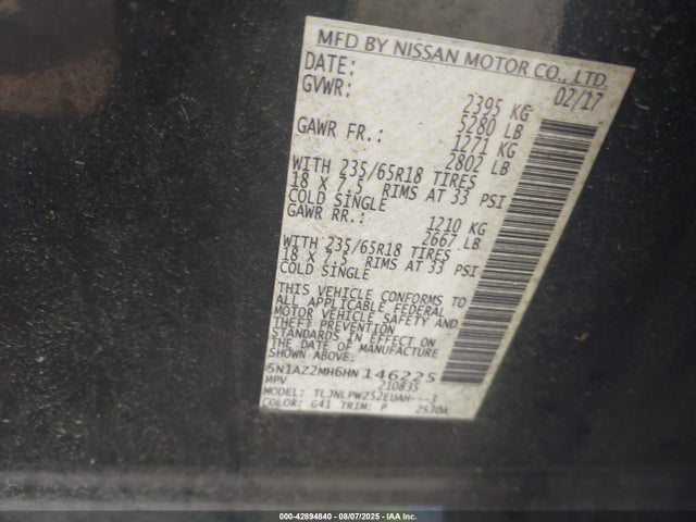 5N1AZ2MH6HN146225 Nissan 2017