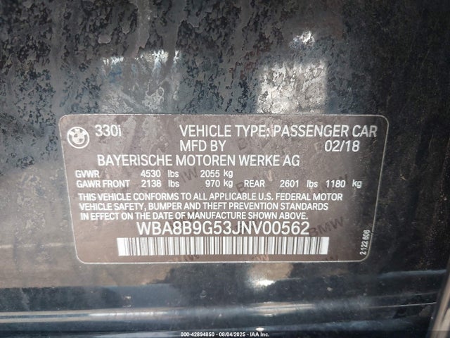 WBA8B9G53JNV00562 BMW 2018