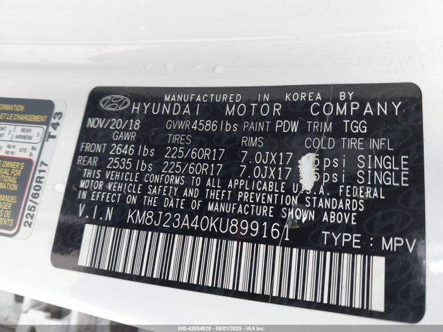 Hyundai gdi nu 2019 KM8J23A40KU899161 Image 9