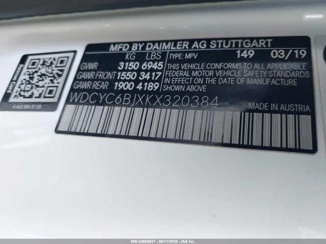 WDCYC6BJXKX320384 Mercedes-Benz m157