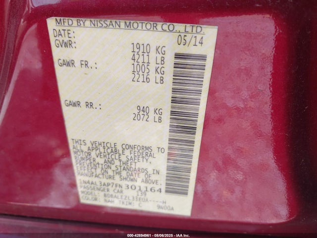 1N4AL3AP7FN301164 Nissan Altima