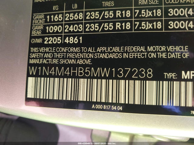 W1N4M4HB5MW137238 Mercedes-Benz m260