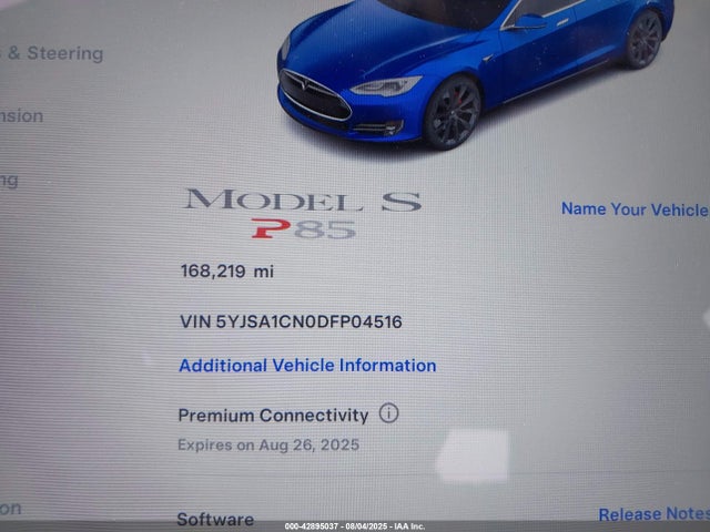 2013 TESLA MODEL S 5YJSA1CN0DFP04516 Photo 6