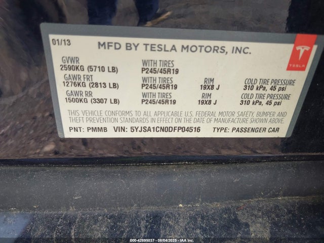 2013 TESLA MODEL S 5YJSA1CN0DFP04516 Photo 8