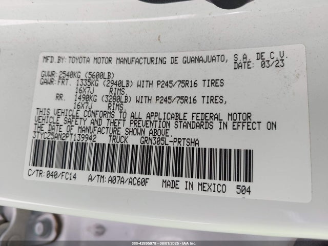 3TYCZ5AN2PT139942 Toyota 2gr-fks