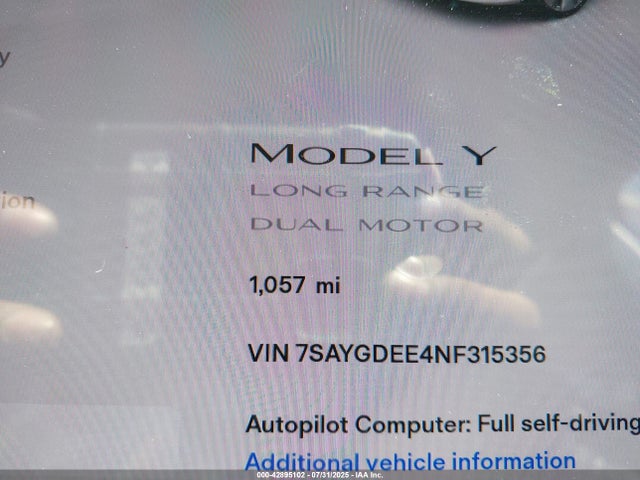2022 TESLA MODEL Y 7SAYGDEE4NF315356 Photo 6