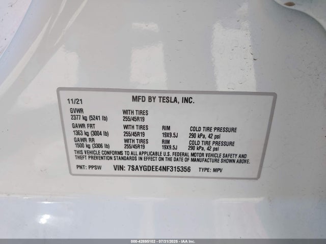 2022 TESLA MODEL Y 7SAYGDEE4NF315356 Photo 8
