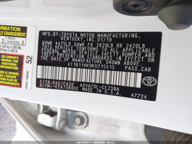 4T1B11HK9KU215515 Toyota a25a-fks