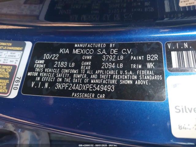 3KPF24ADXPE549493 KIA mpi nu