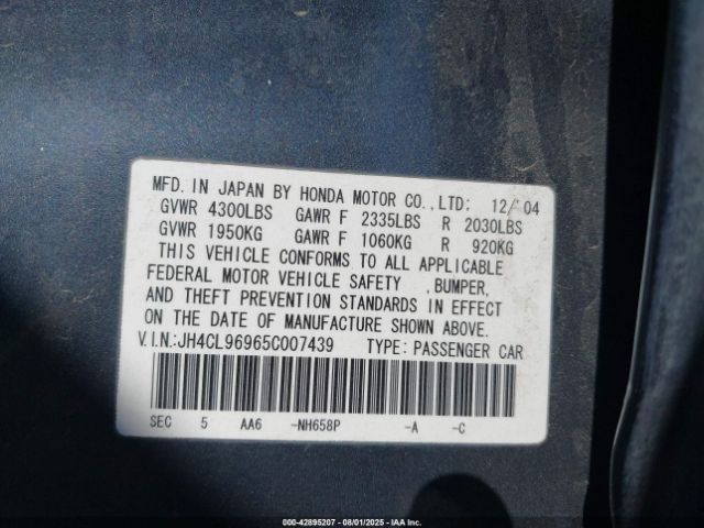 2005 ACURA TSX JH4CL96965C007439 Photo 8