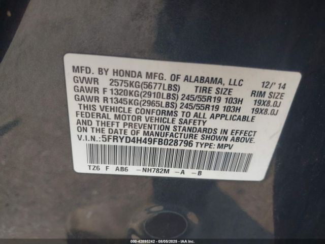 2015 ACURA MDX 5FRYD4H49FB028796 Photo 8