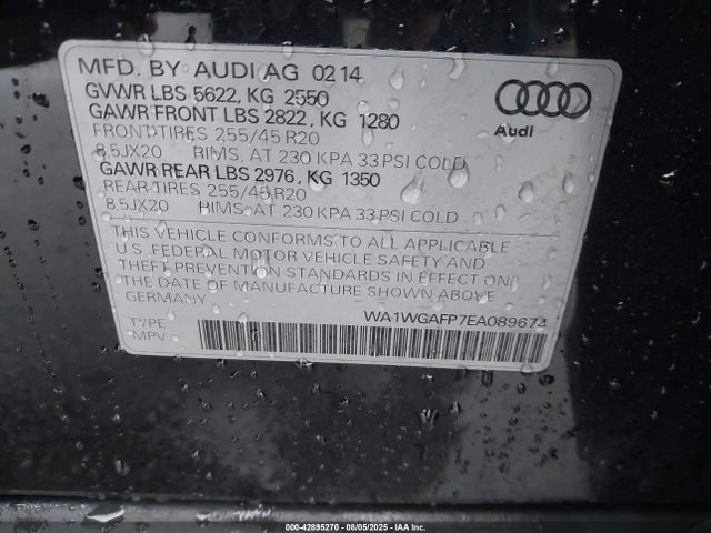 2014 AUDI Q5 WA1WGAFP7EA089674 Photo 8
