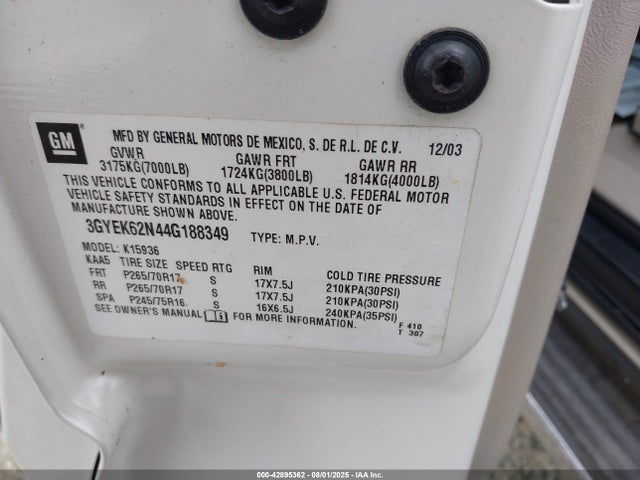 2004 CADILLAC ESCALADE EXT 3GYEK62N44G188349 Photo 8