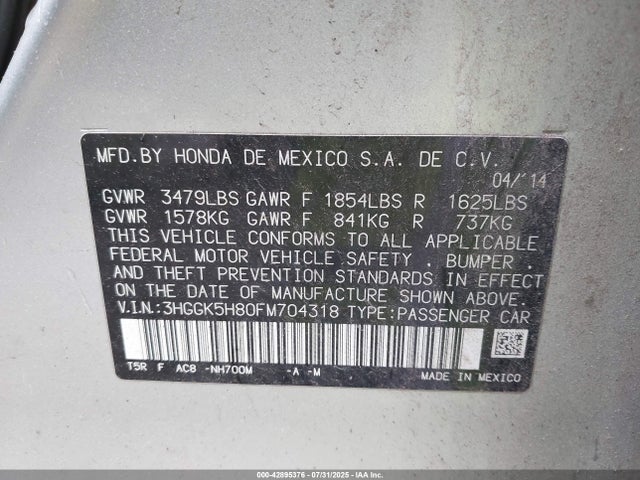 3HGGK5H80FM704318 Honda l15b1