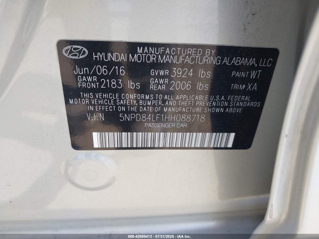 Hyundai Elantra 2017 5NPD84LF1HH088718 Image 9