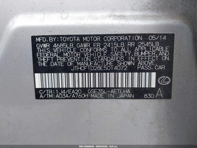 JTHCF1D28E5014072 Lexus 4gr-fse