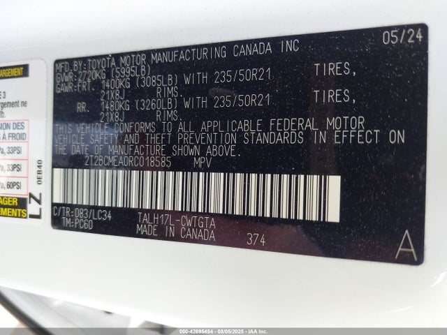 Lexus t24a-fts, 1zm+1ym 2024 2T2BCMEA0RC018585 Image 9