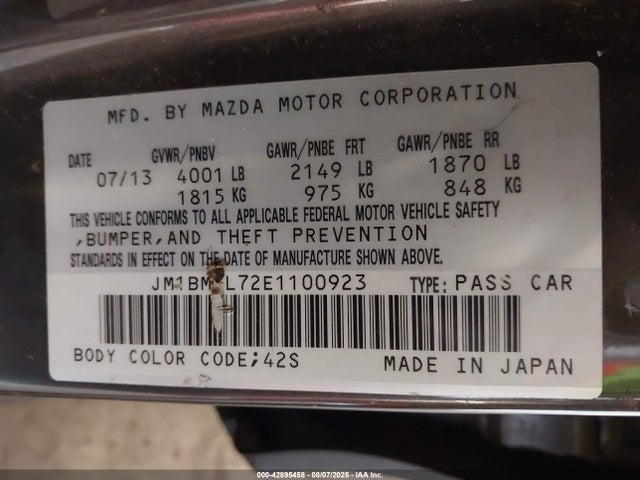 JM1BM1L72E1100923 Mazda pe