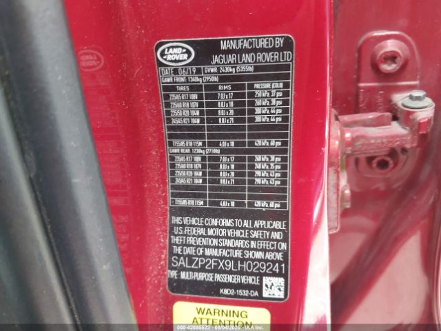2020 LAND ROVER RANGE ROVER EVOQUE SALZP2FX9LH029241 Photo 8
