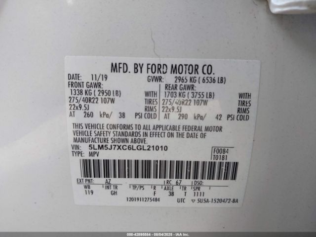 2020 LINCOLN AVIATOR 5LM5J7XC6LGL21010 Photo 8