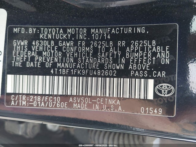 4T1BF1FK9FU482602 Toyota 2ar-fe