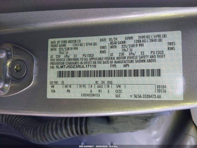 5LMTJ5DZ3RUL17110 Lincoln ivct