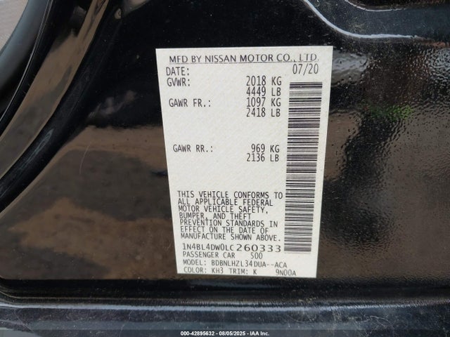 Nissan Altima 2020 1N4BL4DW0LC260333 Image 9
